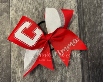 Team Cheer Bows - Your choice of Ribbon and one glitter color - alternate color will be white glitter by default