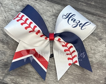 Custom Softball Bows - White bow with your choice of 2 accent colors