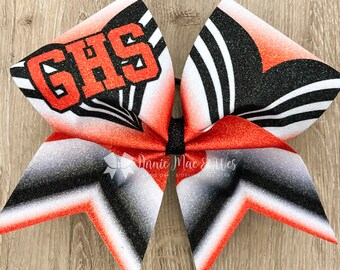 Orange and Black Glitter Cheer Bow