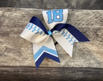 Softball bow - White softball bows with your choice of 2 accent colors