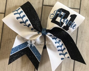 Black and Blue Softball team cheer bow - softball cheer bow - team cheer bow - team cheer bows - softball bows - senior cheer bows