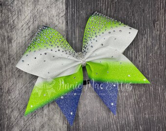 Competition Cheer Bows - Your Choice of Colors - Shown in Navy Blue and Lime