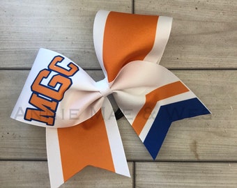 Softball team cheer bow - blue and red softball cheer bow - team cheer bow - team cheer bows - softball bows - senior cheer bows