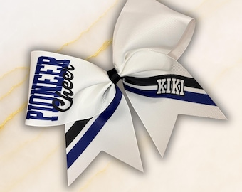 Sideline Cheer Bow - White Bow with your choice of 2 accent colors