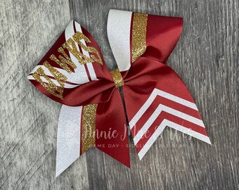 Cheer bow - Your Choice of Ribbon and 1 Glitter Color with White Accents - Sideline cheer bow - Cheer bows