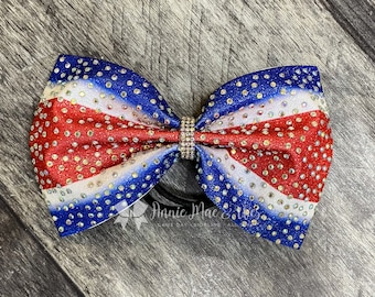 Cheer Bows - Glitter Cheer Bow - Sparkle Cheer Red and Blue