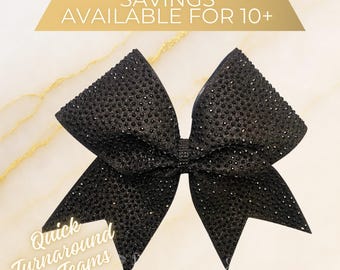 Glitter and Rhinestone Cheer Bow - Black on Black