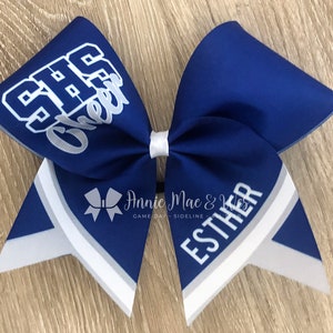 Royal Blue and Silver Softball team cheer bow - silver and royal blue