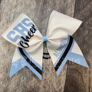 Custom Cheer Bows - Custom Softball Bows - White Bows with your choice of accent and glitter colors