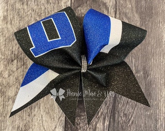 Cheer Bow - Full Glitter Cheer Bow - Black bow with your choice of accent colors