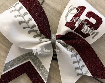 Softball team cheer bow - maroon and gray softball cheer bow - team cheer bow - team cheer bows - softball bows - senior cheer bows