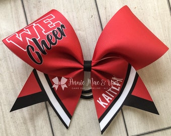 Team cheer bow - your choice of 2 colors with white accents