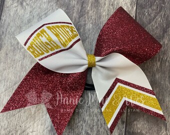 Custom Cheer Bows - White Bows with your choice of 2 glitter colors