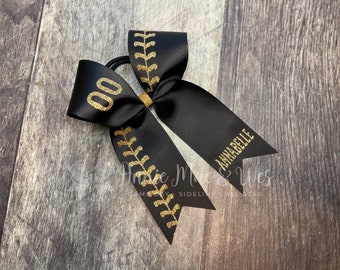 Softball Bows - your choice of ribbon and glitter colors