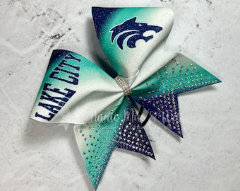 Cheer Bows - Glitter Cheer Bow - Sparkle Cheer Columbia Blue Red