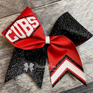 Custom Cheer Bow Choose Your Ribbon & One Glitter Color - Text will be White - Perfect for Sideline, Pep Rallies and Team Spirit