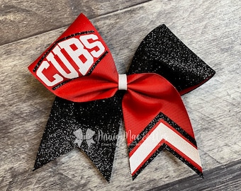 Cheer bow - Your choice of ribbon and 1 glitter color - White is default second glitter color