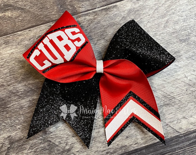 Featured listing image: Custom Cheer Bow Choose Your Ribbon & One Glitter Color - Text will be White - Perfect for Sideline, Pep Rallies and Team Spirit