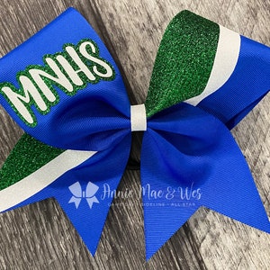 Team Cheer Bows - Your choice of Ribbon and one glitter color - alternate color will be white glitter by default