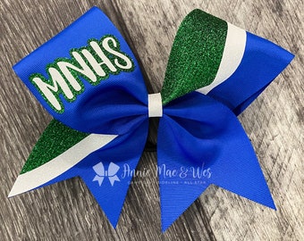 Team Cheer Bows - Your choice of Ribbon and one glitter color - alternate color will be white glitter by default