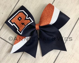 Team Cheer Bows - Your choice of ribbon and glitter accent color (third color will be white)