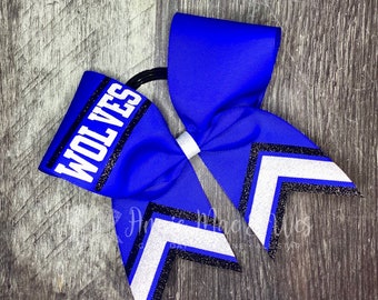 Cheer bow - Cheer bows - Sideline cheer bow - Cheer bows - Your choice of ribbon and 1 glitter color - accent will be white