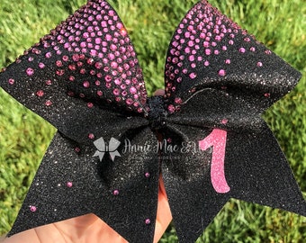 Rhinestone Cheer bow - Personalized Rhinestone and Glitter Cheer Bow