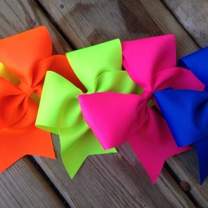 Neon cheer bow Neon Pink Neon Orange Neon Yellow Neon Lime Neon Green Neon Blue image 1