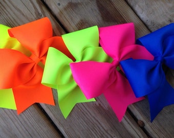 Neon cheer bow - Neon Pink - Neon Orange - Neon Yellow - Neon Lime - Neon Green - Neon Blue