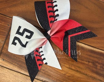 Softball Bow - White bow with your choice of colors