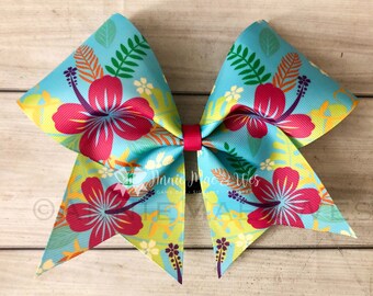 Hawaiian Cheer Bow - Aloha Cheer Bow - Cheer Bows - Tropical Cheer Bow - Beach Cheer Bow - Hibiscus