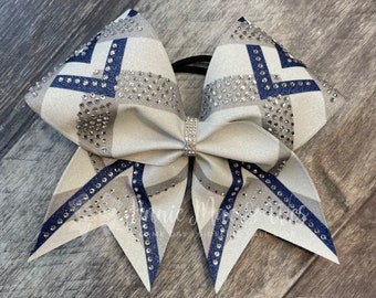 Custom Cheer Bow - White glitter bow with your choice of 2 accent colors - High V