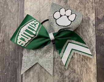 Cheer bow - Your choice of ribbon and 1 glitter color - White is default second glitter color