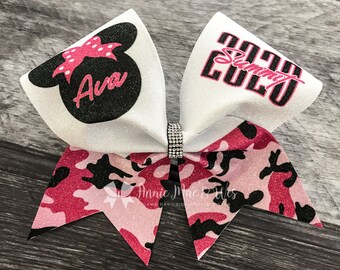 Camo cheer bow - battle cheer bow - camo cheer bows - camoflauge cheer bow - battle ready cheer bow - black white and red