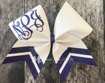 Team cheer bows - your choice of bow and accent color with white outline