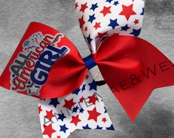 Independence Day Cheer Bow - Fourth of July Cheer Bow - Patriotic Cheer Bow