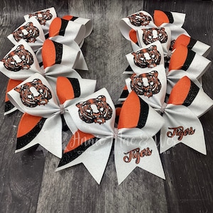Cheer Bow - Full Glitter Cheer Bow - Black and Orange - Orange and Black