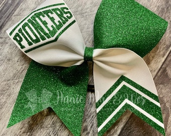 Cheer bow - Your choice of ribbon and 1 glitter color- all Glitter will be same color