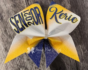 Senior Cheer Bows - Your choice of 2 accent colors on a white bow