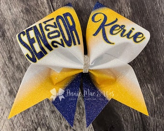 Senior Cheer Bows - Your choice of 2 accent colors on a white bow