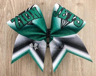 Forest Green and Black Glitter Cheer Bow