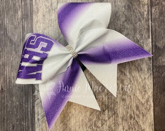 Custom Cheer Bows - Ombre glitter - Your choice of 2 colors with white accent