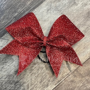 Glitter and Rhinestone Cheer Bow - Siam on Red