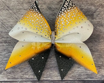 Competition Cheer Bows - Your Choice of Colors - Shown in Black and Yellow Gold