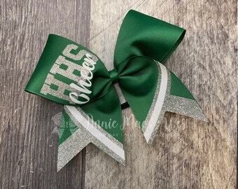 Cheer bow - Your choice of ribbon and 1 glitter color - White is default second glitter color