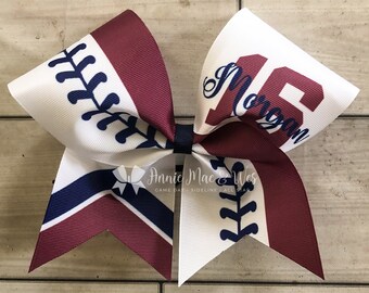 Softball bow - maroon and navy softball cheer bow - team cheer bow - team cheer bows - softball bows - senior cheer bows