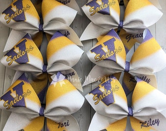 Cheer bow - Purple and Yellow Cheer bows - Purple and Yellow cheer bow - softball bow - softball bows