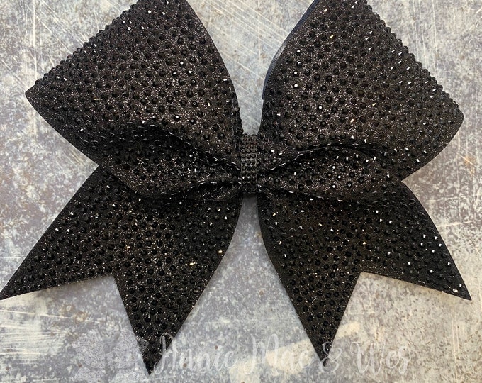 Featured listing image: Glitter and Rhinestone Cheer Bow - Black on Black