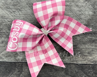 Pink Cheer Bow - Pink Plaid Cheer bow