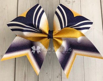 Custom Cheer Bows - Purple and Yellow Gold